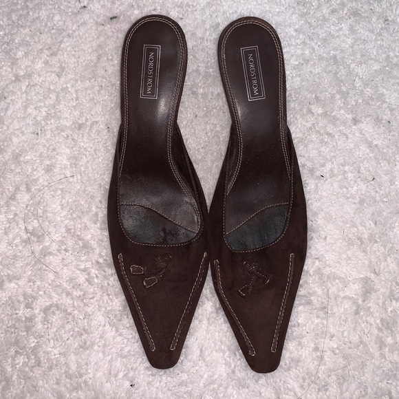 Nordstrom Chocolate Suede Mules with Tassel - Picture 5 of 6